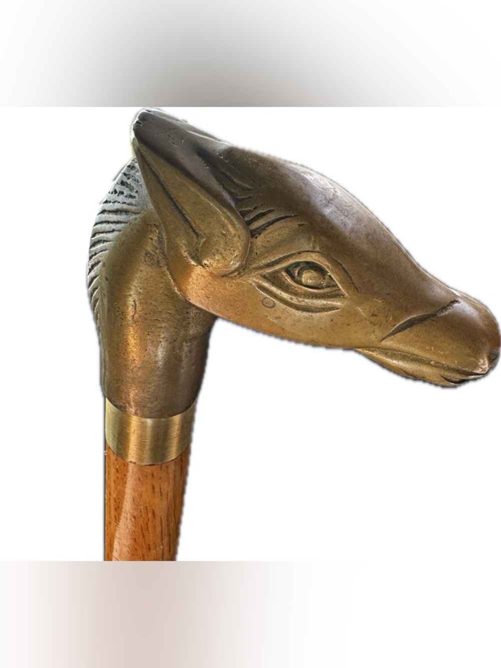 Antique Brass Horse Head Walking Stick - Brass & Wood | Brass Cane